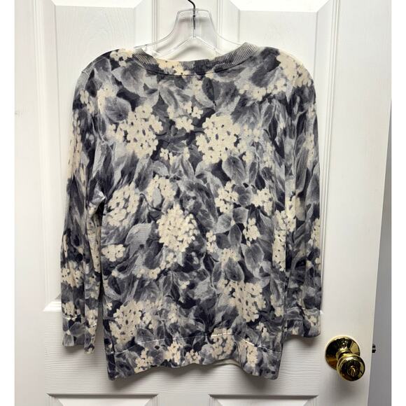 Talbots Gray White Cardigan, Floral, Silk Blend, Embroidered Flowers, Womens S - Picture 4 of 5